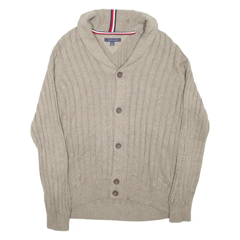 Tommy Hilfiger Mens Cardigan Brown Roll Neck Cable Knit M 1