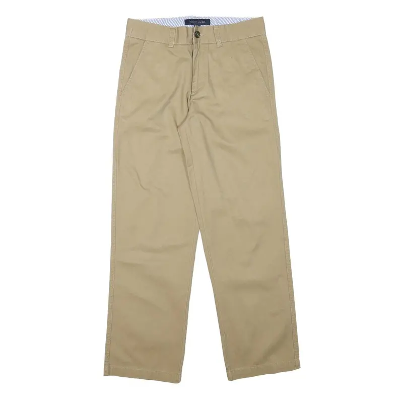 Tommy Hilfiger Mens Cotton Blend Beige Regular Fit Straight Leg Trousers W28 L27 1