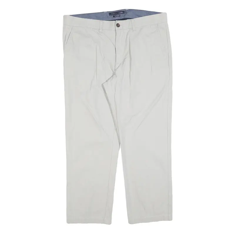 Tommy Hilfiger Mens Cotton Blend Beige Regular Fit Straight Trousers W36 L30 1