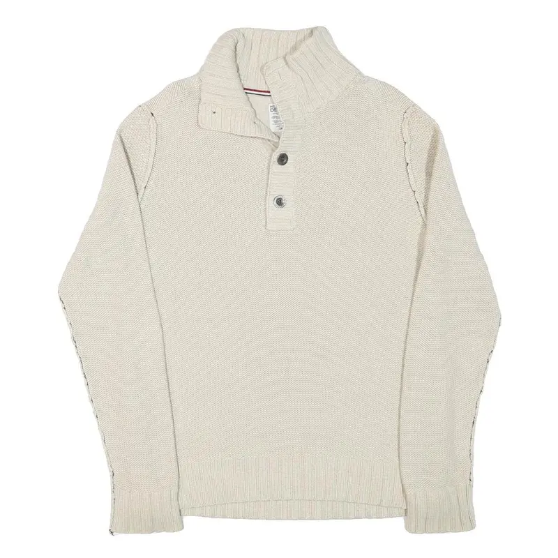 Tommy Hilfiger Mens Cream Cotton Blend Patterned Pullover Chunky Knit Xl 1