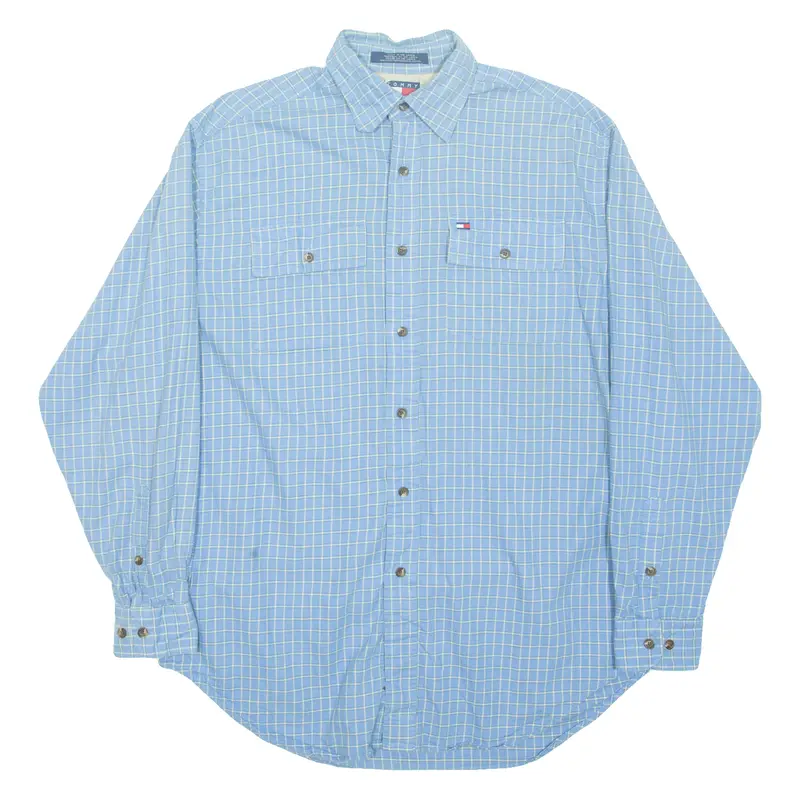 Tommy Hilfiger Mens Flannel Shirt Blue Check Long Sleeve S 1