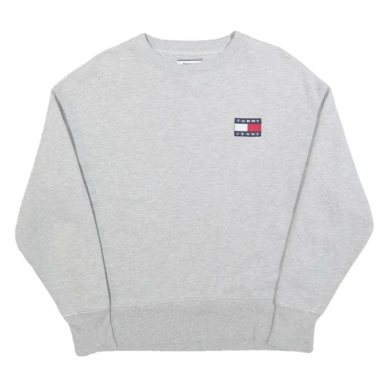 Tommy Hilfiger Mens Grey Crew Neck S Cotton Pullover Sweatshirt Logo 1