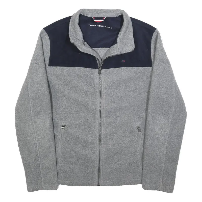 Tommy Hilfiger Mens Grey & Navy Casual Zip Jacket M Polyester Plain Lightweight 1
