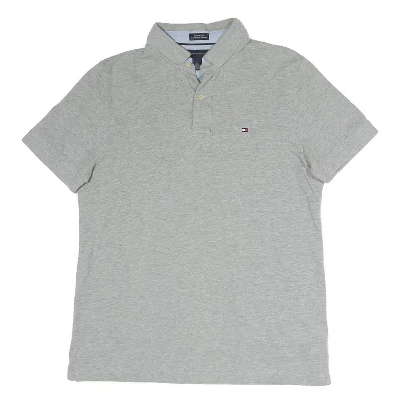 Tommy Hilfiger Mens Grey Short Sleeve Polo Shirt M Cotton Blend Casualwear 1