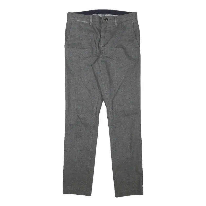 Tommy Hilfiger Mens Grey Slim Straight Trousers Cotton Blend W30 L30 Formal 1