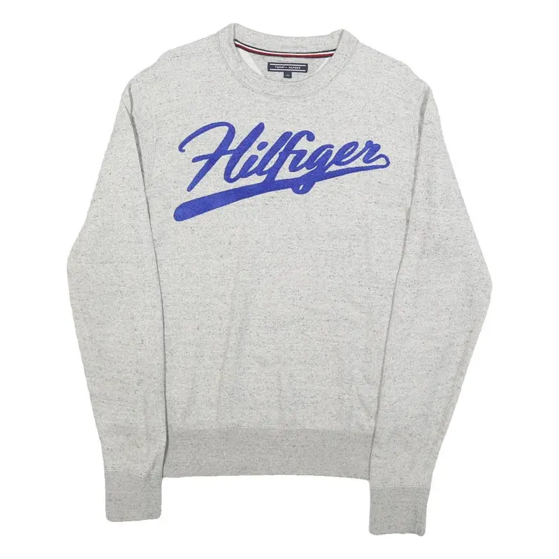Tommy Hilfiger Mens Grey Sweatshirt Crew Neck M Cotton Blend Pullover Casual 1
