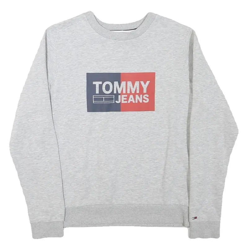Tommy Hilfiger Mens Grey Tommy Jeans Crew Neck M Sweatshirt Cotton Blend Logo 1