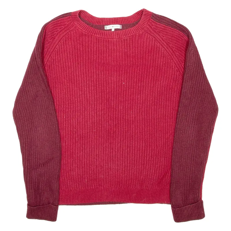 Tommy Hilfiger Mens Heavy Knit Jumper Maroon Chunky Knit M 1