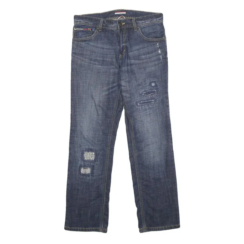 Tommy Hilfiger Mens Jeans Blue Slim Straight Denim Medium W30 L30 Distressed 1