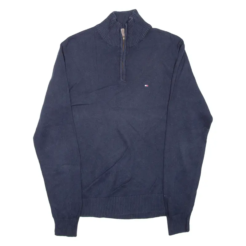 Tommy Hilfiger Mens Jumper Blue 1/4 Zip Tight Knit M 1
