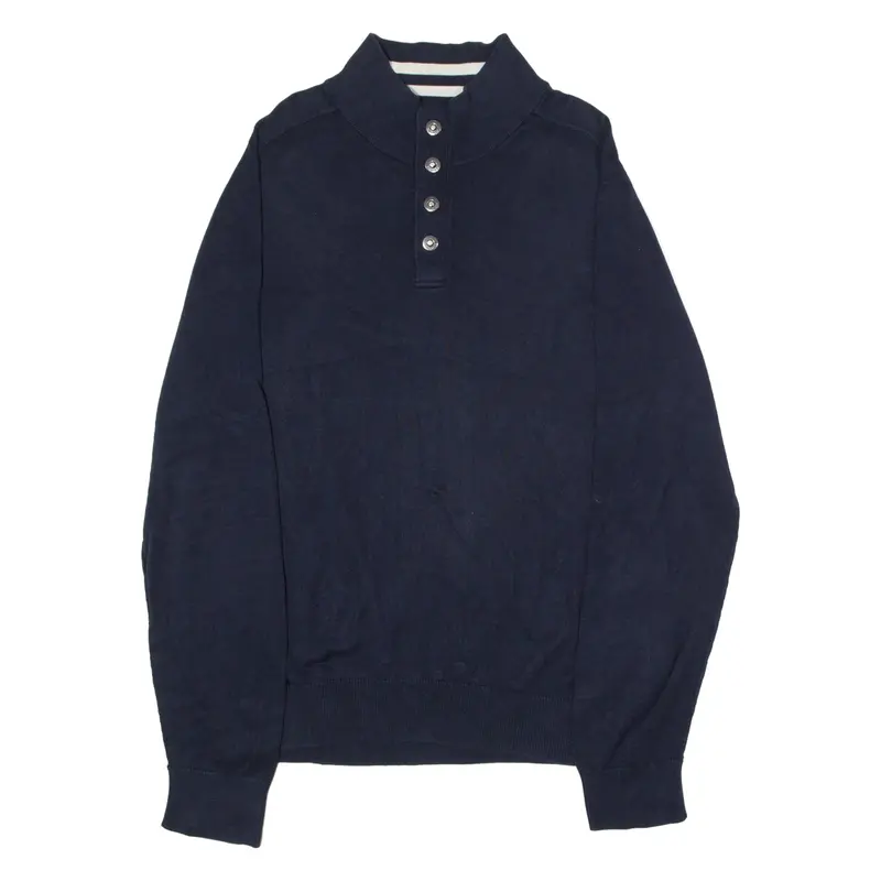Tommy Hilfiger Mens Jumper Blue Button Neck Tight Knit 2Xl 1