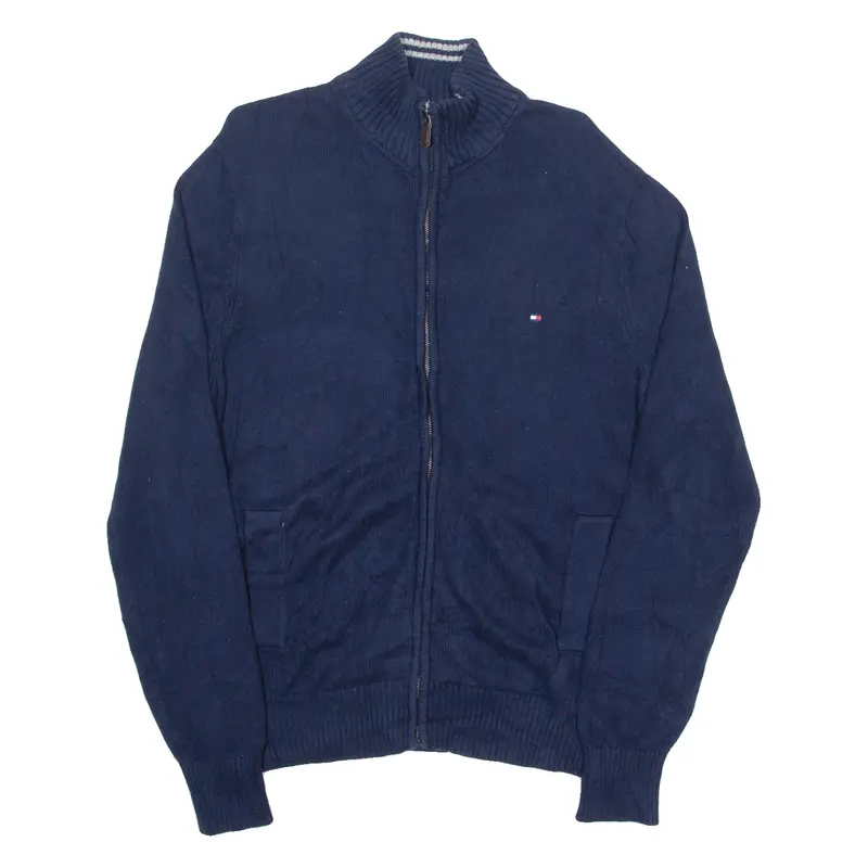 Tommy Hilfiger Mens Jumper Blue High Neck Tight Knit L 1
