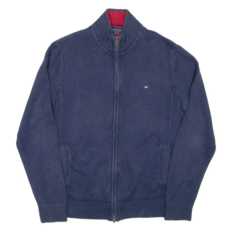 Tommy Hilfiger Mens Jumper Blue High Neck Tight Knit M 1