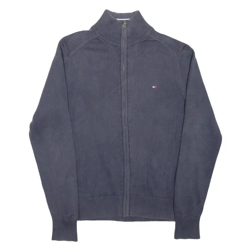 Tommy Hilfiger Mens Jumper Blue High Neck Tight Knit S 1