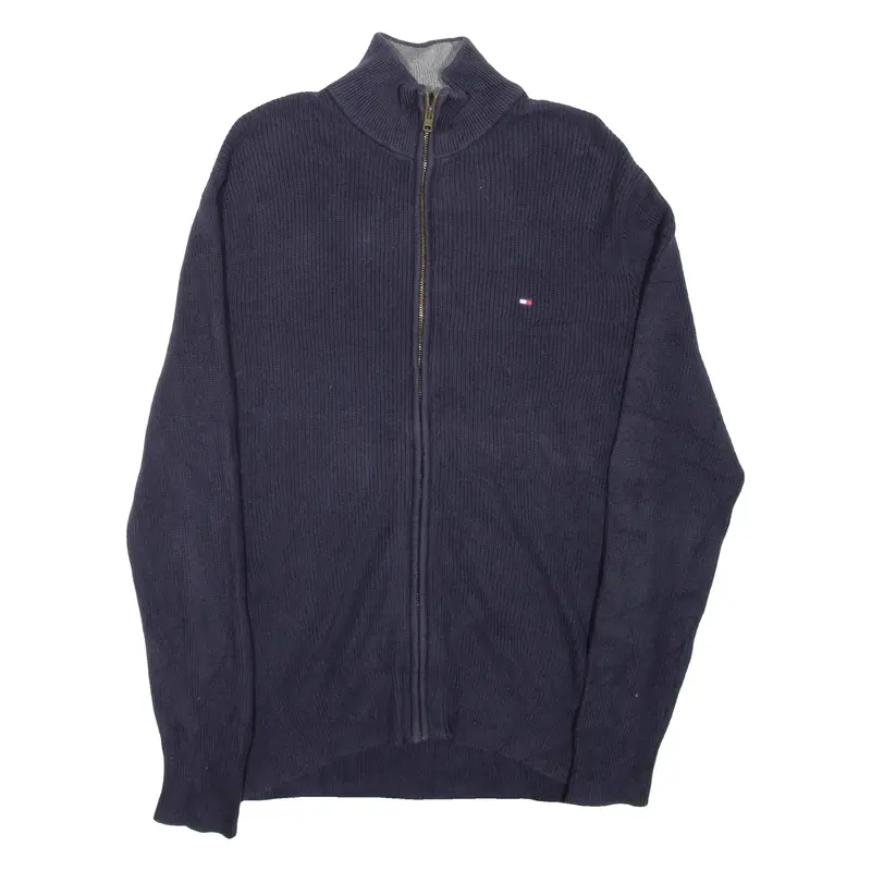 Tommy Hilfiger Mens Jumper Blue High Neck Tight Knit S 1
