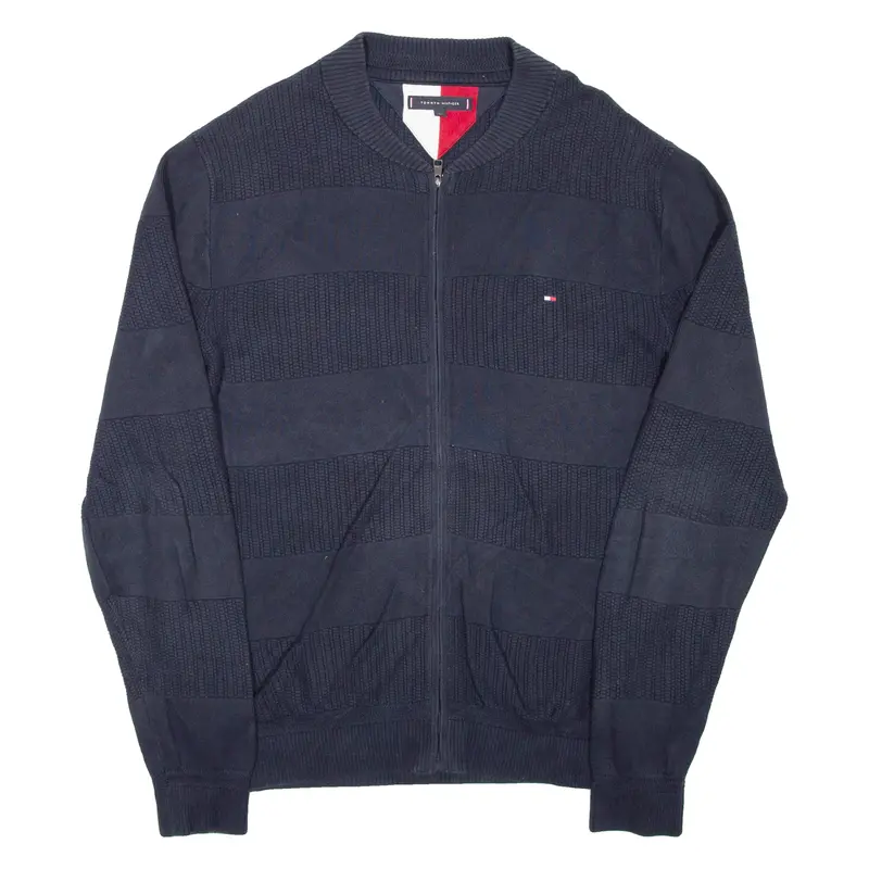 Tommy Hilfiger Mens Jumper Blue High Neck Tight Knit Xl 1