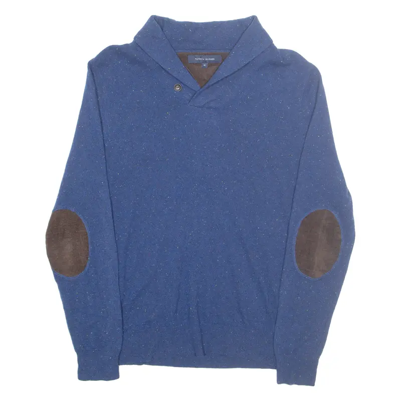 Tommy Hilfiger Mens Jumper Blue V-Neck Tight Knit Wool M 1