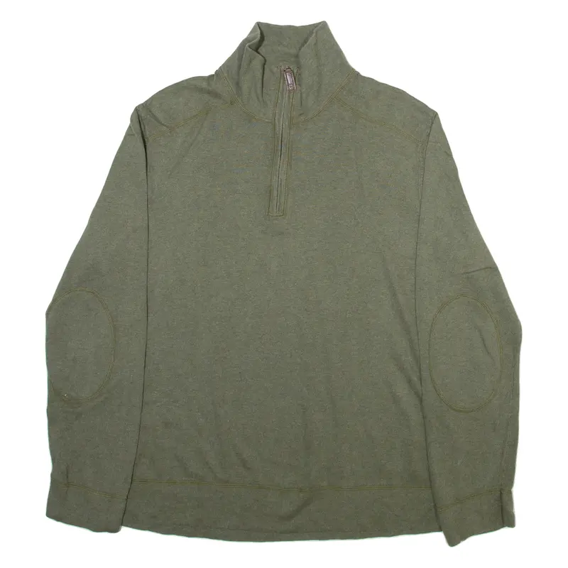 Tommy Hilfiger Mens Jumper Green 1/4 Zip Tight Knit L 1