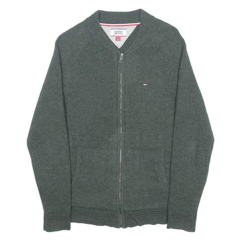 Tommy Hilfiger Mens Jumper Green Chunky Knit S 1