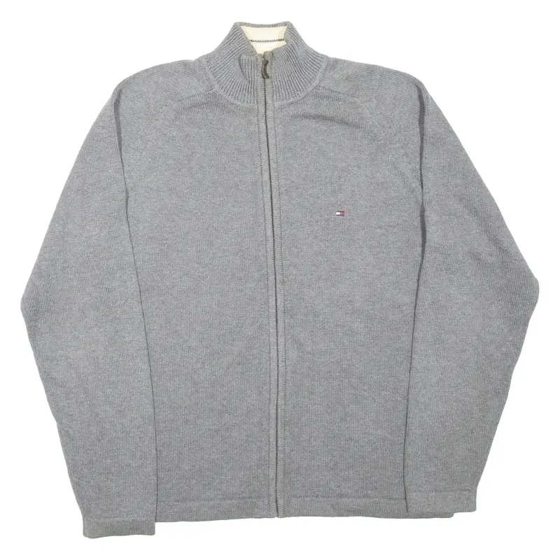 Tommy Hilfiger Mens Jumper Grey High Neck Tight Knit S 1