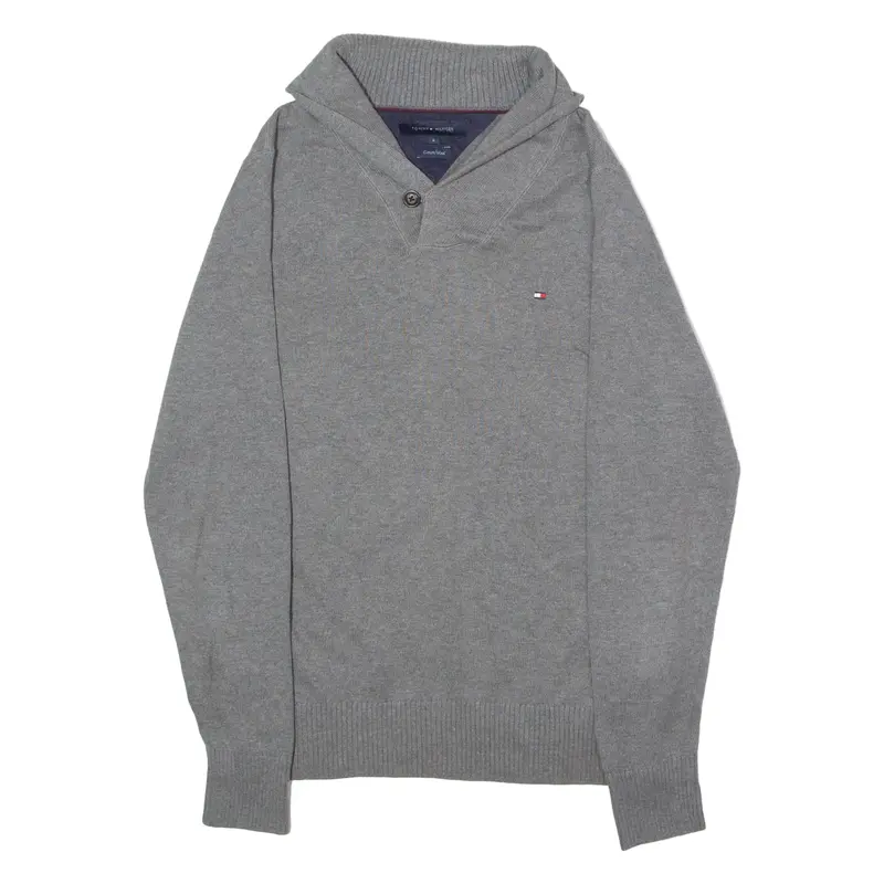 Tommy Hilfiger Mens Jumper Grey Roll Neck Tight Knit Wool S 1