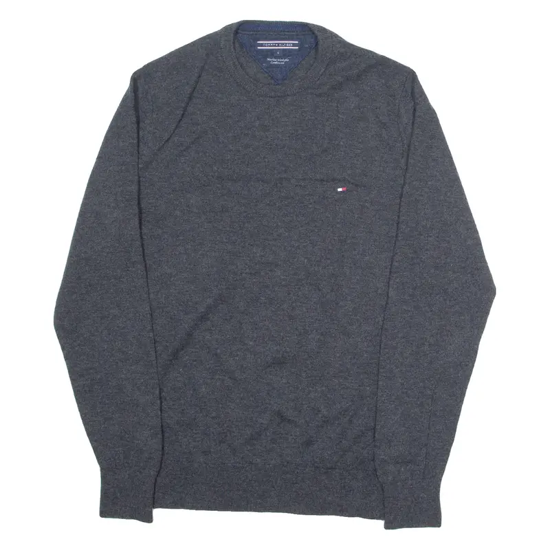 Tommy Hilfiger Mens Jumper Grey Tight Knit Wool S 1