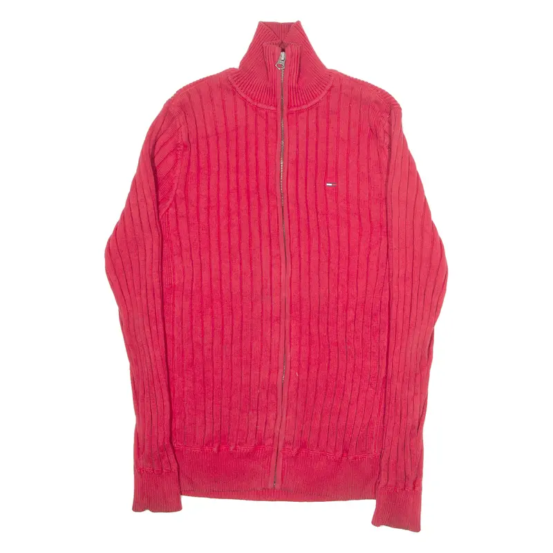 Tommy Hilfiger Mens Jumper Red High Neck Tight Knit S 1