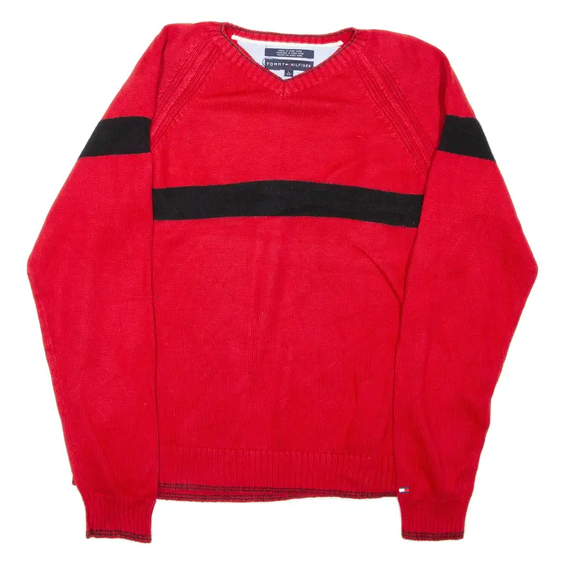 Tommy Hilfiger Mens Jumper Red Tight Knit L 1