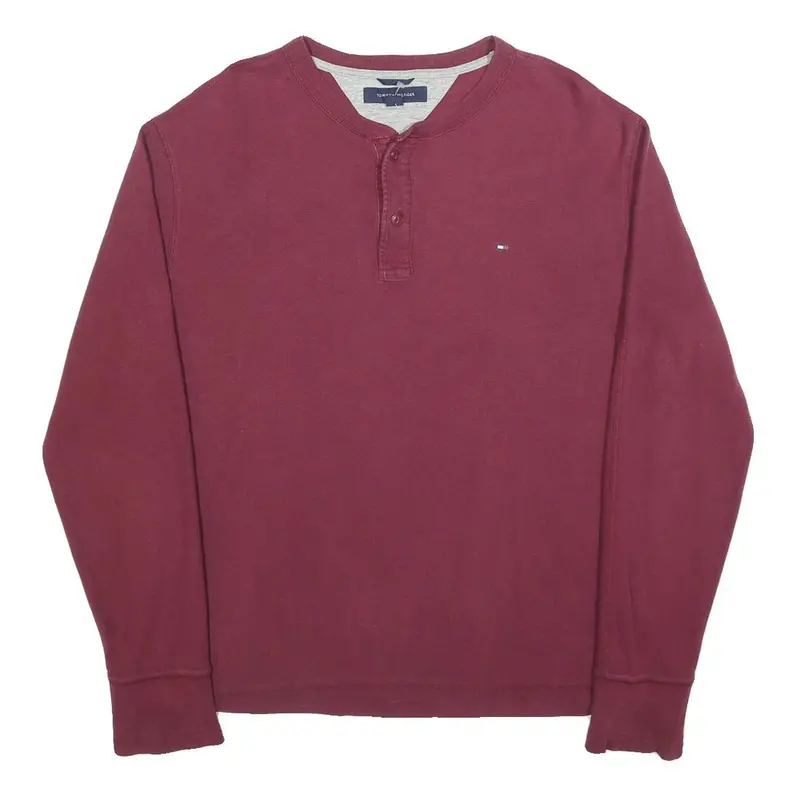 Tommy Hilfiger Mens Maroon Cotton Crew Neck L Sweatshirt Long Sleeve Pullover 1