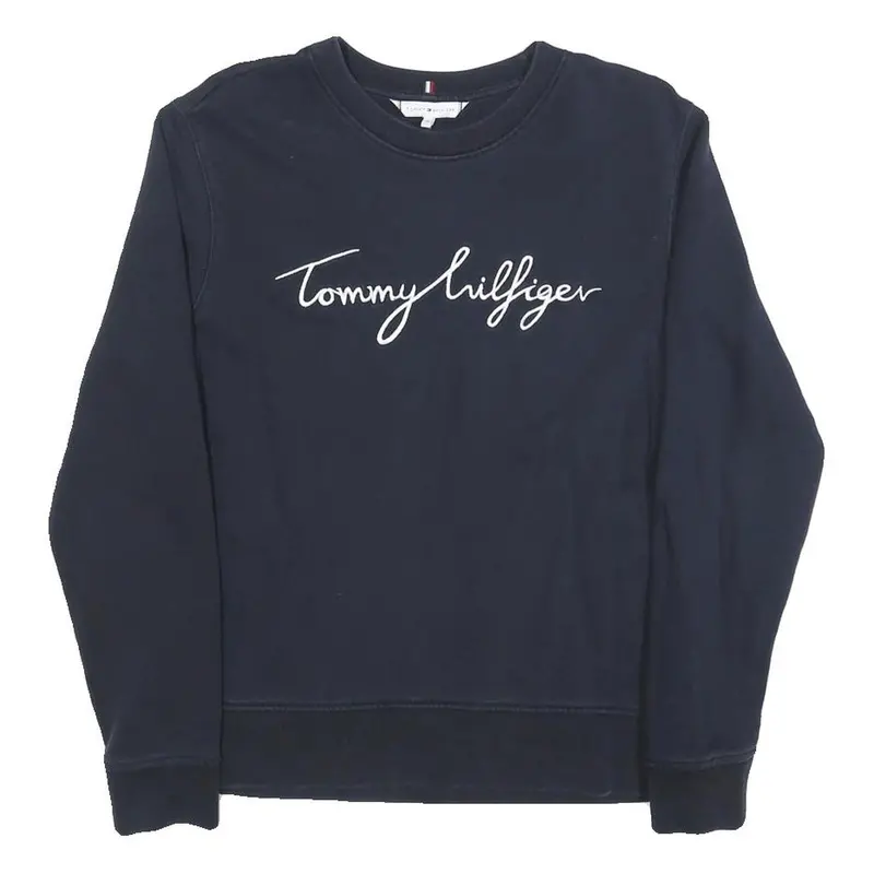 Tommy Hilfiger Mens Navy Blue Crew Neck Xs Cotton Blend Sweatshirt Casual 1