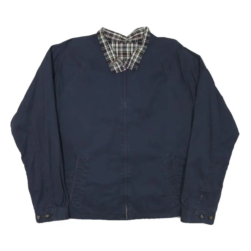 Tommy Hilfiger Mens Navy & Tartan Classic Jacket L Cotton Blend Zip Plaid 1