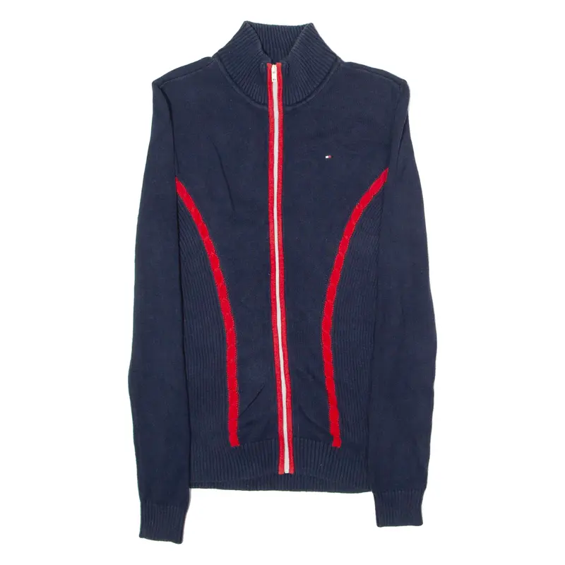 Tommy Hilfiger Mens Patterned Jumper Blue Striped High Neck Tight Knit Xxs 1