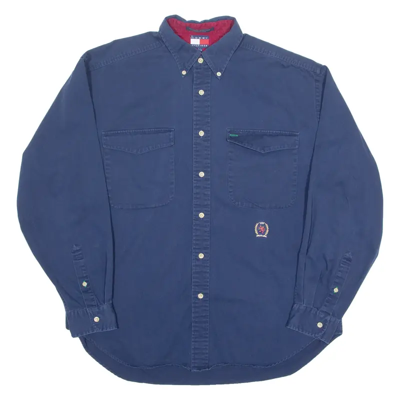 Tommy Hilfiger Mens Plain Shirt Blue Long Sleeve L 1