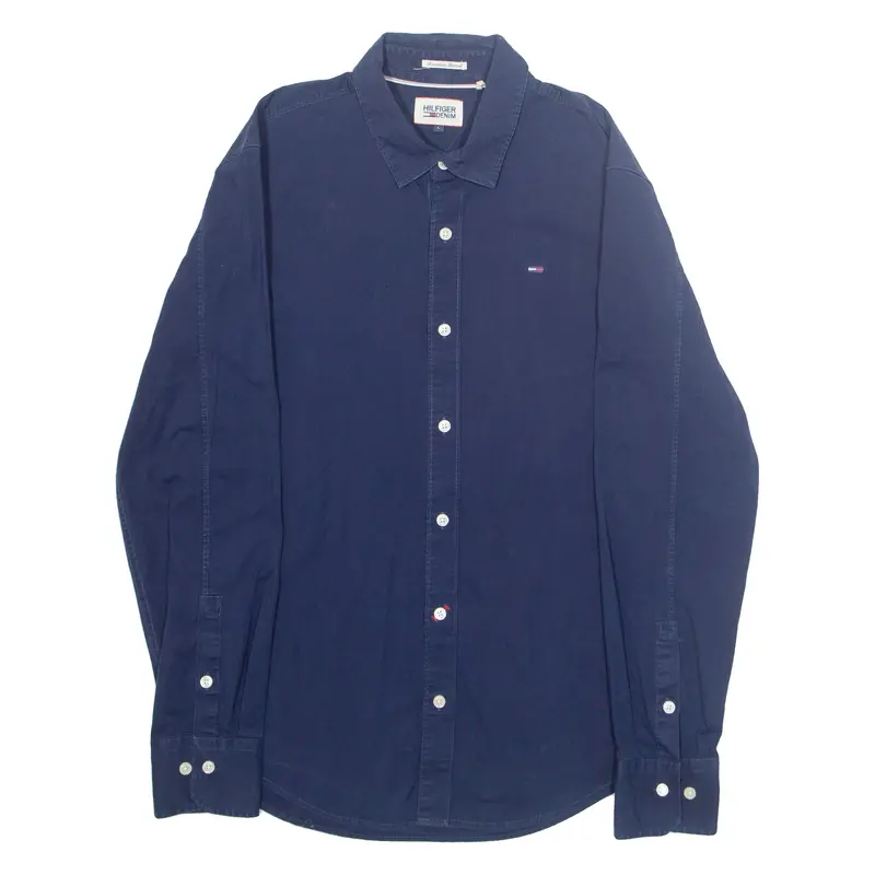Tommy Hilfiger Mens Plain Shirt Blue Long Sleeve L 1