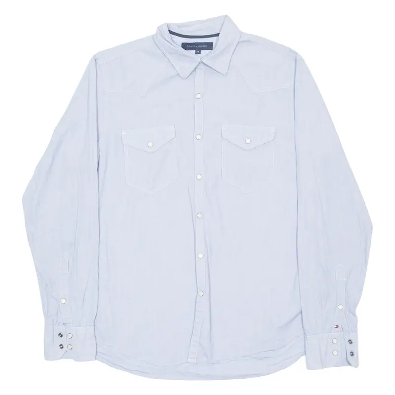 Tommy Hilfiger Mens Plain Shirt Blue Long Sleeve M 1