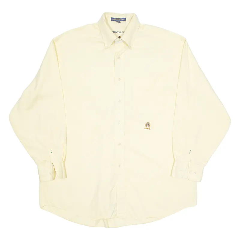 Tommy Hilfiger Mens Plain Shirt Yellow Long Sleeve Xl 1