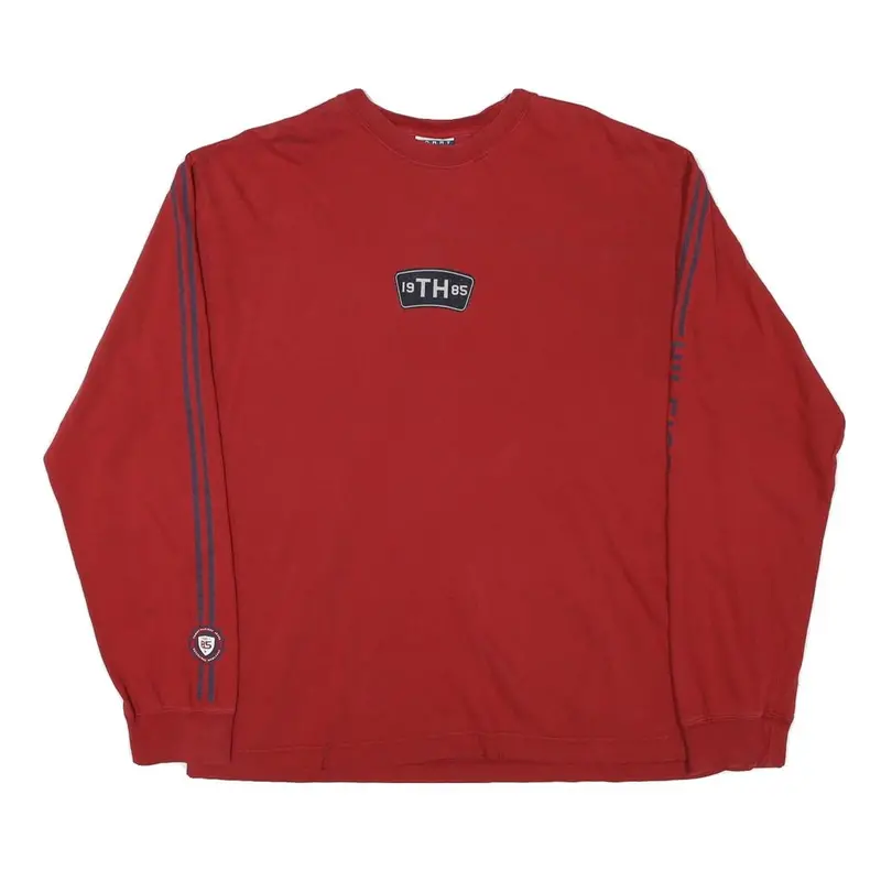 Tommy Hilfiger Mens Red Long Sleeve Crew Neck Cotton Blend L Casual Sports 1