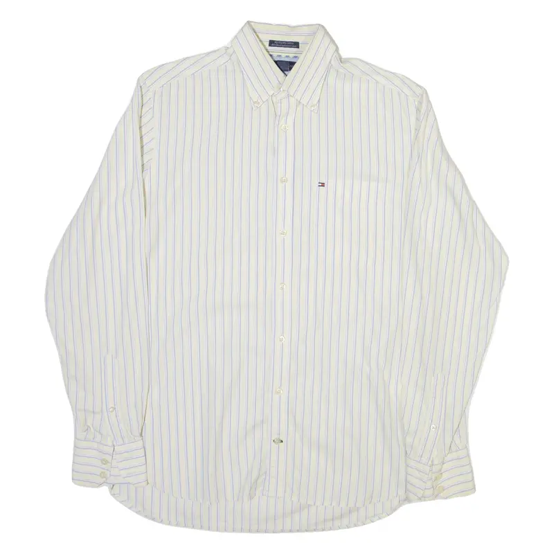 Tommy Hilfiger Mens Shirt Beige Striped Long Sleeve S 1