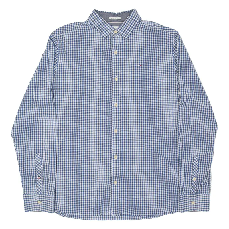 Tommy Hilfiger Mens Shirt Blue Check Long Sleeve M 1