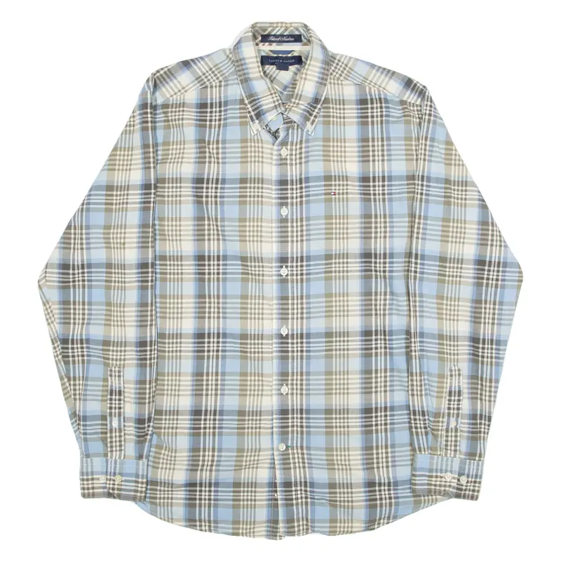 Tommy Hilfiger Mens Shirt Blue Check Long Sleeve M 1