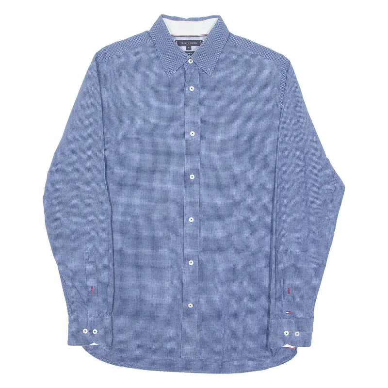 Tommy Hilfiger Mens Shirt Blue Check Long Sleeve M 1