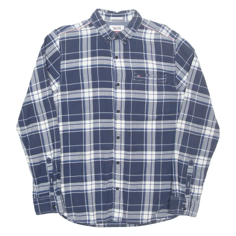 Tommy Hilfiger Mens Shirt Blue Check Long Sleeve M 1