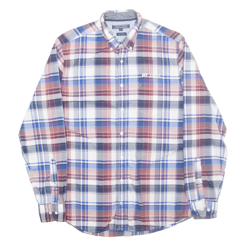 Tommy Hilfiger Mens Shirt Blue Check Long Sleeve M 1