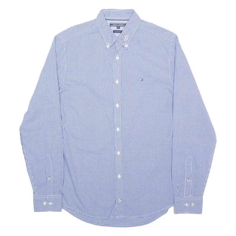 Tommy Hilfiger Mens Shirt Blue Check Long Sleeve M 1
