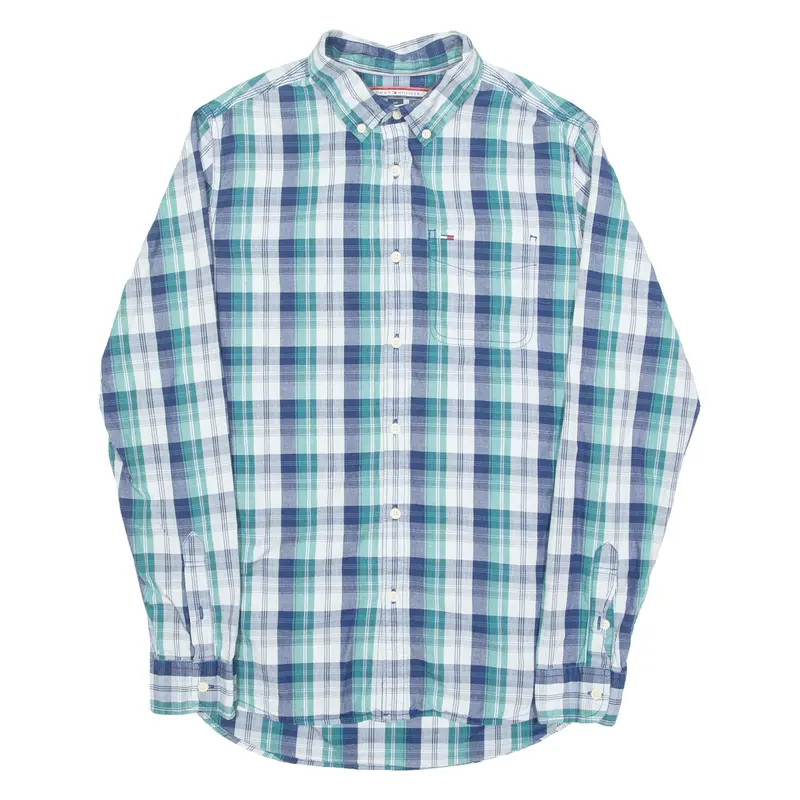 Tommy Hilfiger Mens Shirt Blue Check Long Sleeve S 1