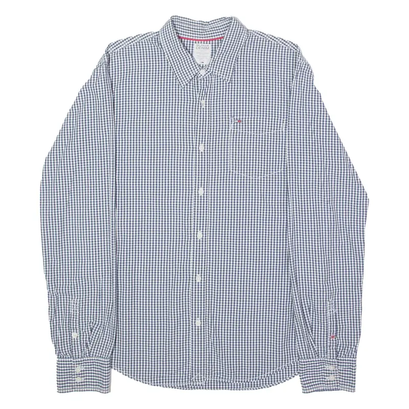 Tommy Hilfiger Mens Shirt Blue Gingham Long Sleeve M 1