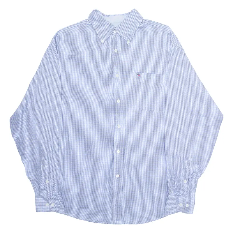 Tommy Hilfiger Mens Shirt Blue Gingham Long Sleeve M 1