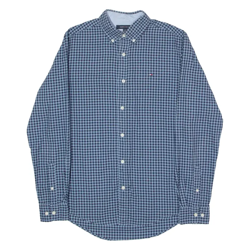 Tommy Hilfiger Mens Shirt Blue Gingham Long Sleeve S 1
