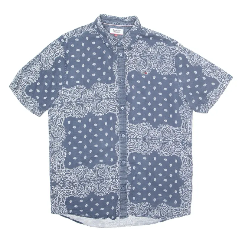 Tommy Hilfiger Mens Shirt Blue Paisley S 1