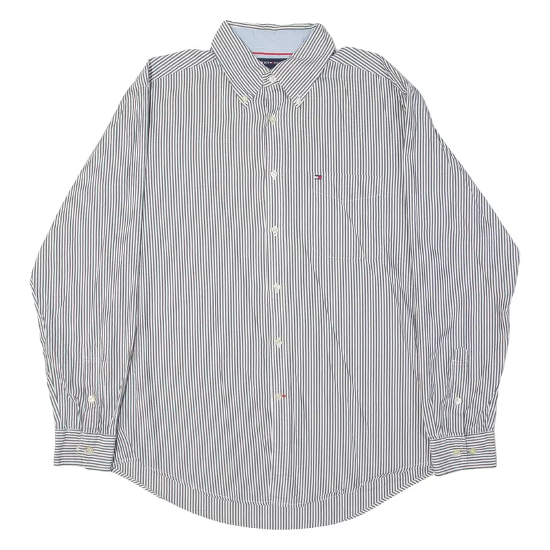 Tommy Hilfiger Mens Shirt Blue Pinstripe Long Sleeve L 1